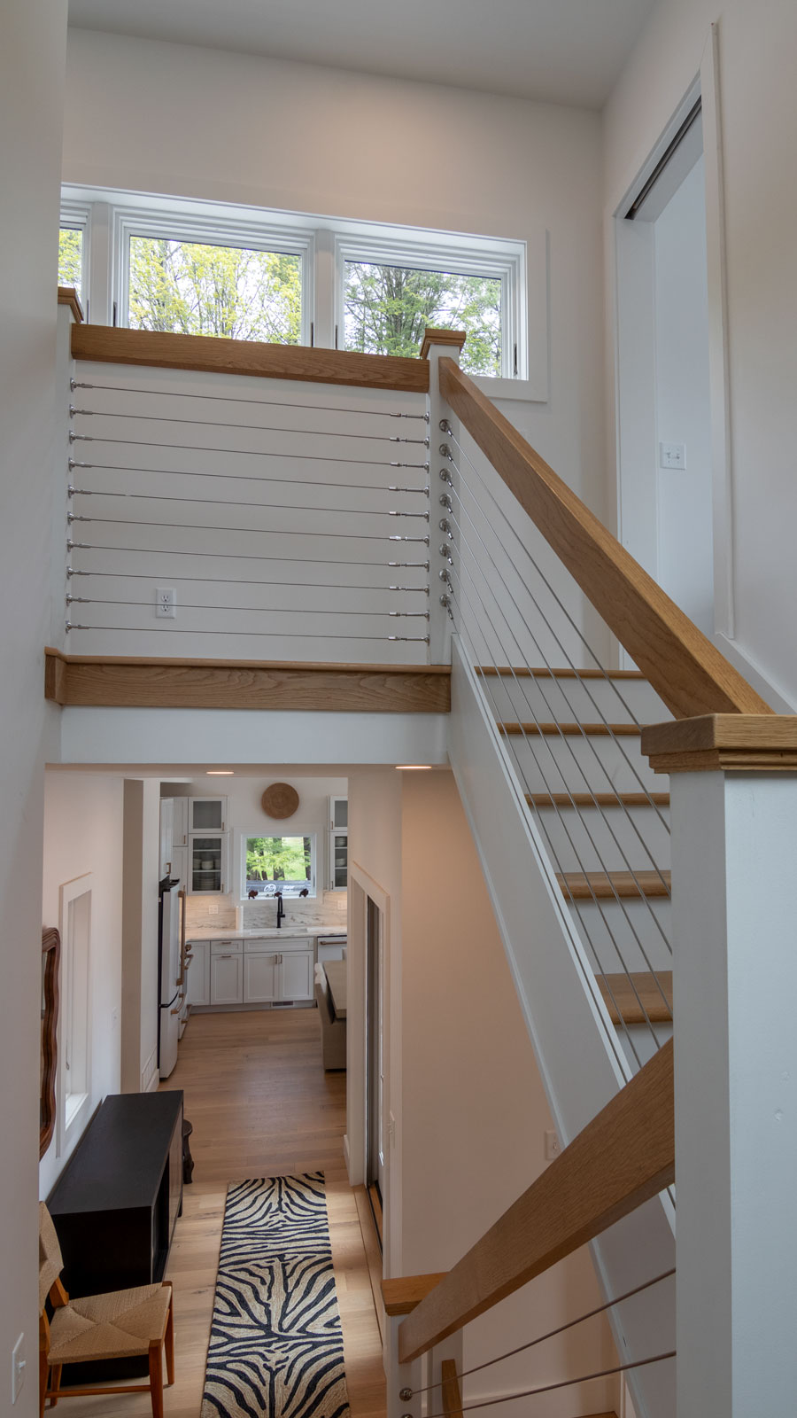 The Rock View Staircase stacks on the South side of the Cabin and allows its visitors to navigate from the basement to the top floor. 