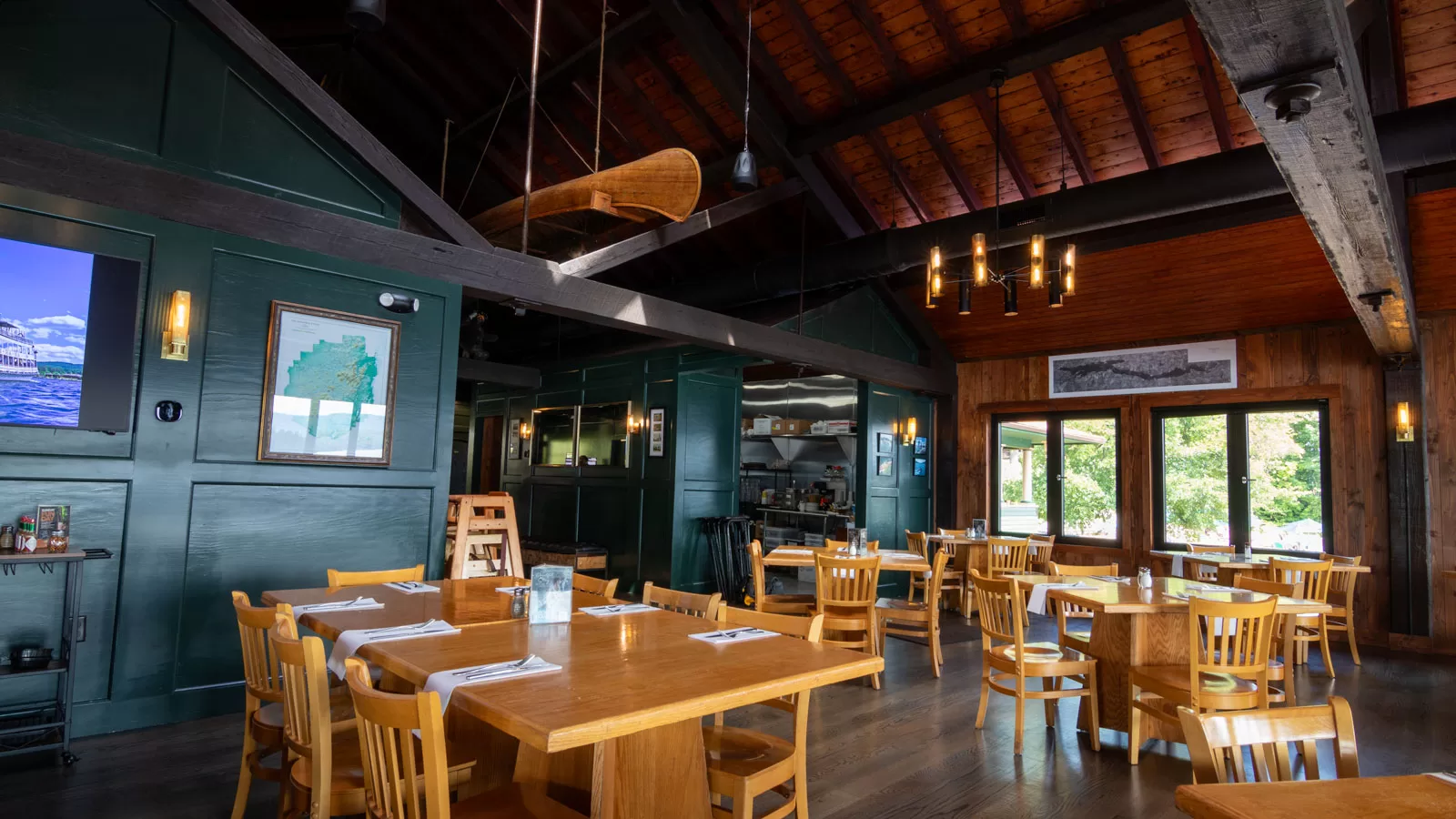 The Boathouse Restaurant interior dining redesign with a new nautical feel. 