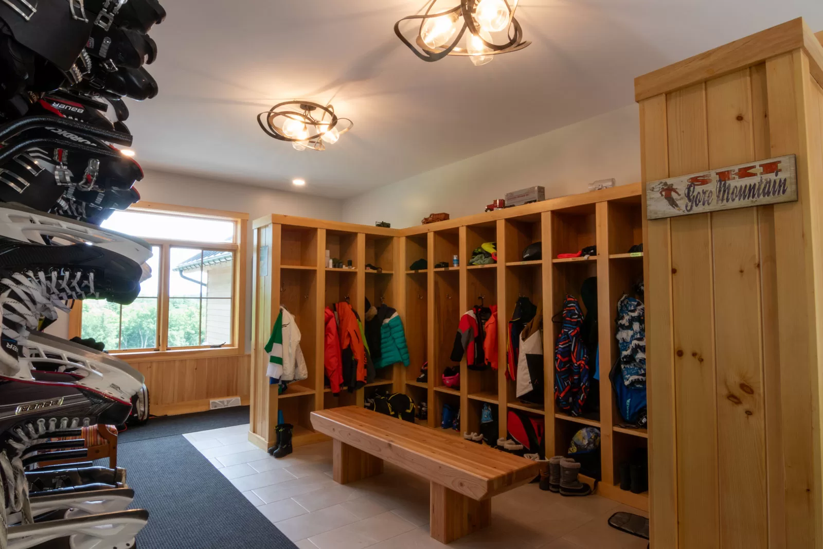 Custom residential ski lodge hokey locker built-in.