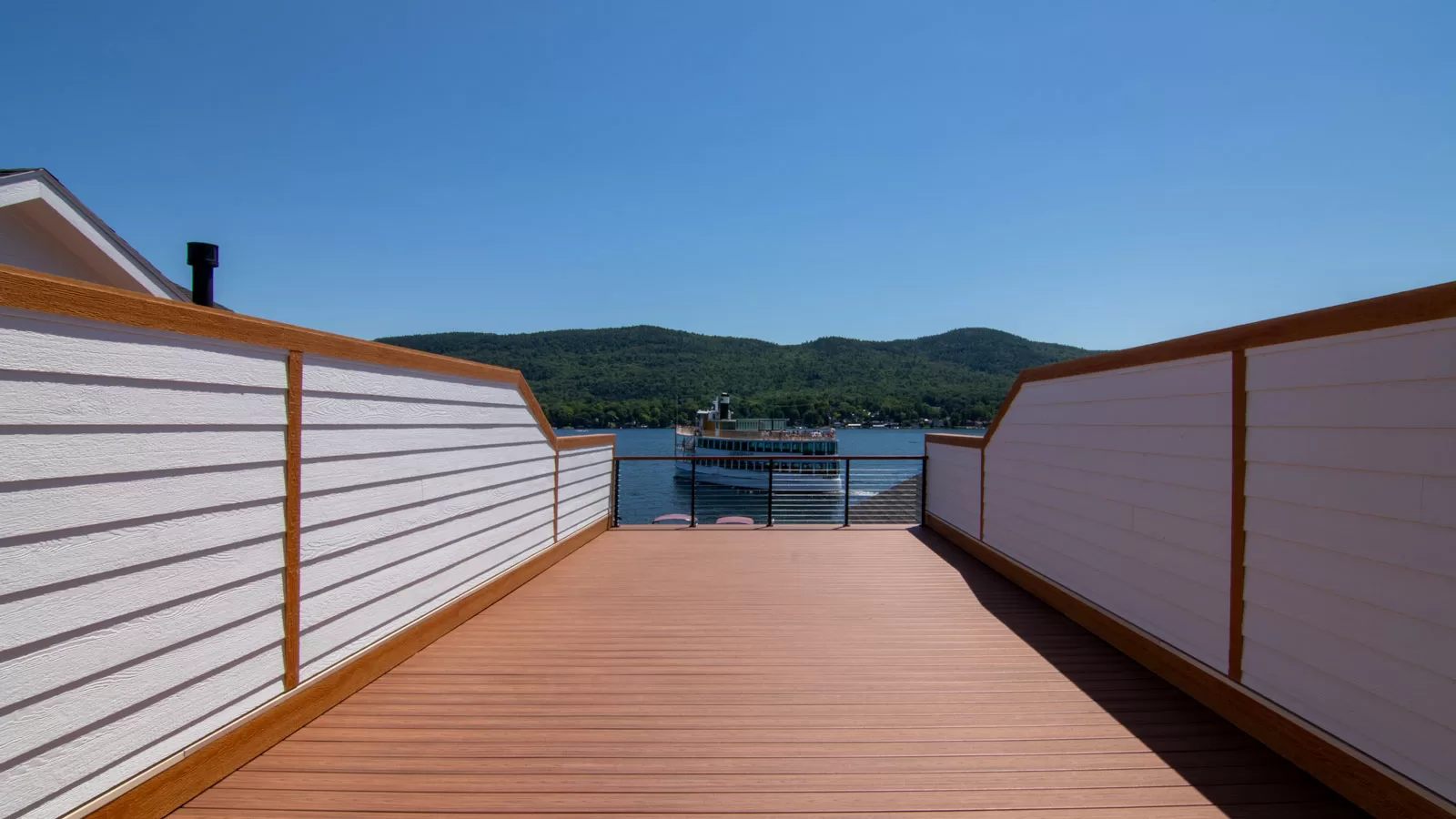 Several of the Anchor Condominiums in Lake George, New York include spacious decks with privacy dividers and beautiful views. 