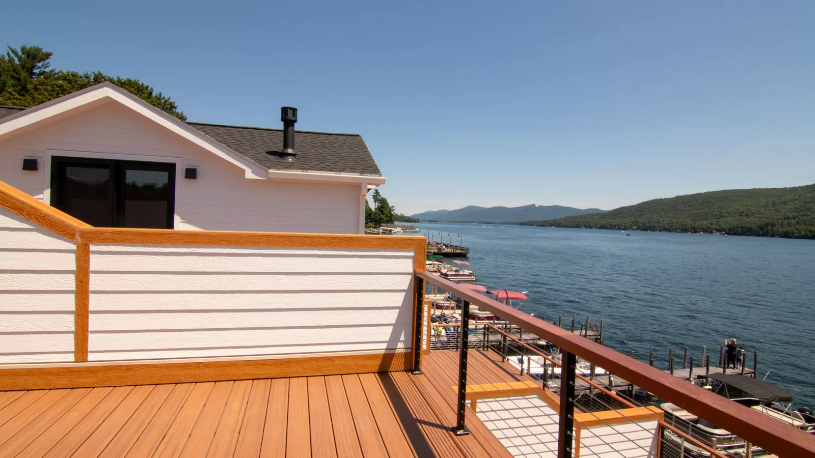 The Anchor Condominiums top units have balconies with views of Lake George, New York. 