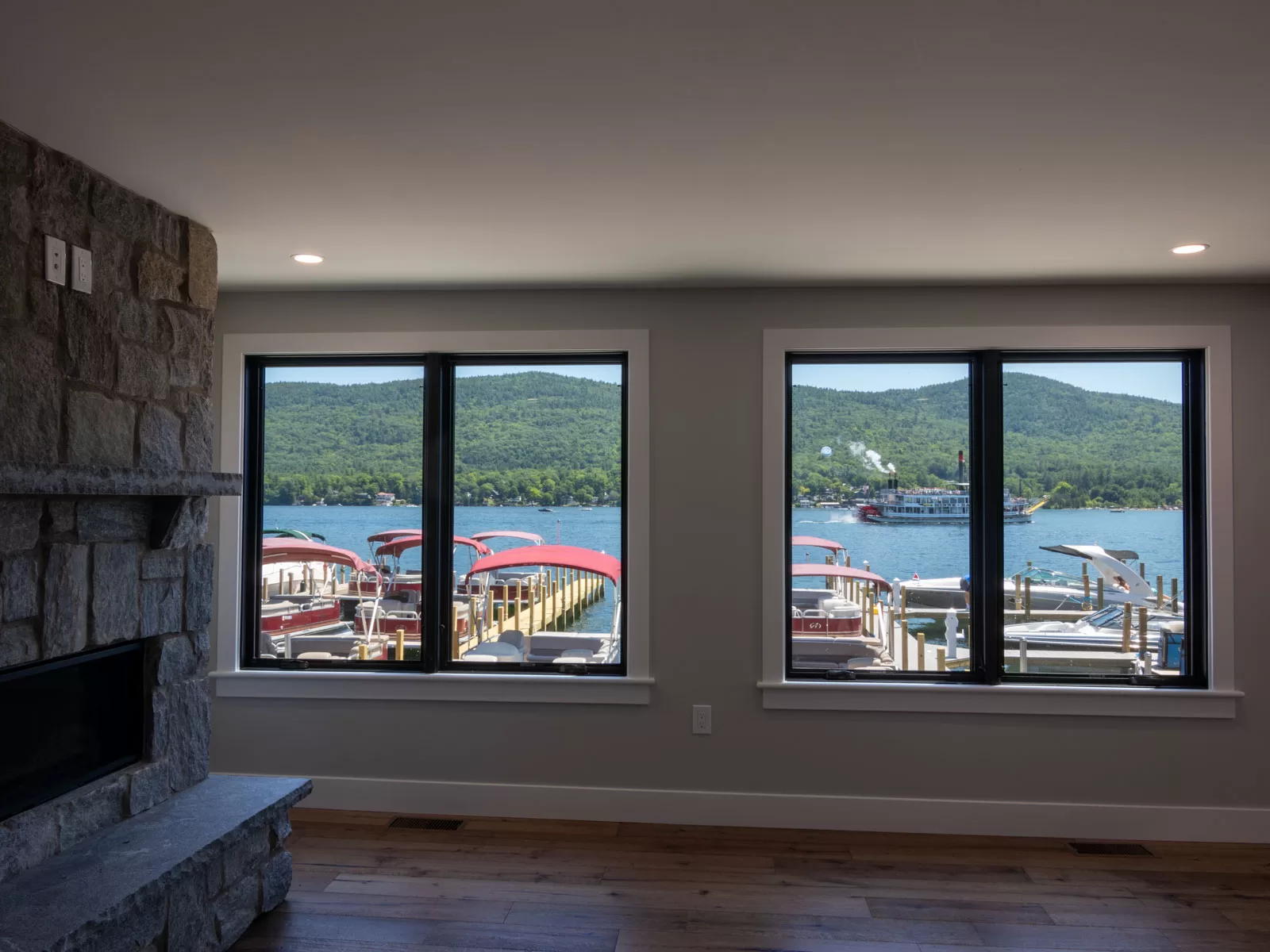 Then Anchor Conodominium units come with a stone fireplace and great views of Lake George, NY.