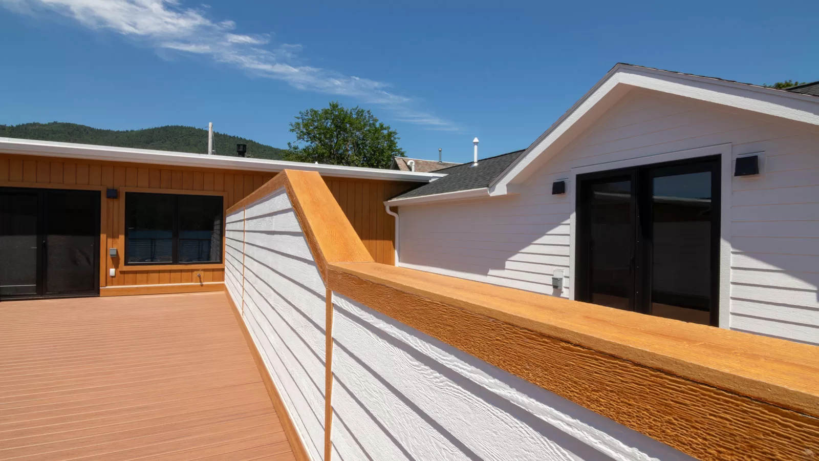 Rooftop divider between units of The Anchor Condominiums in Lake George, NY. 